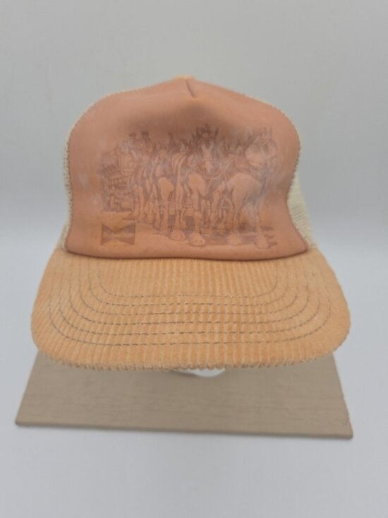 Budweiser Other - Vintage Budweiser Clydesdales Leather & Corduroy Trucker Hat Cap